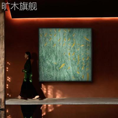 新中式装饰画绿色轻奢客厅沙发背景墙挂画民宿酒店餐厅售楼处壁画