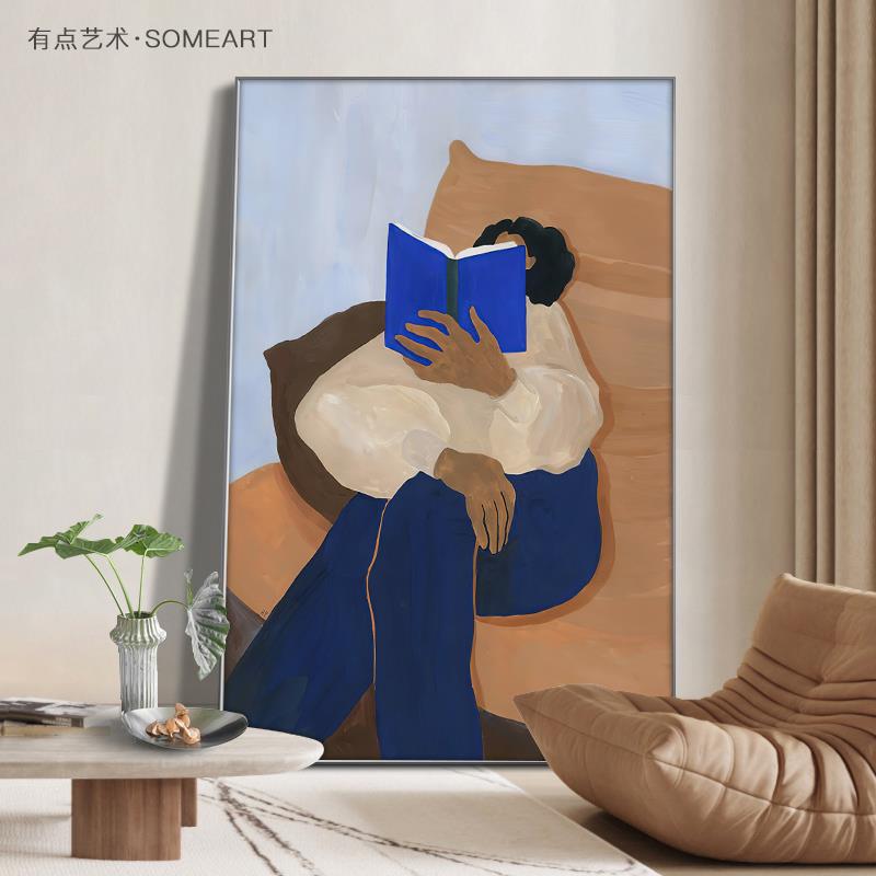 抽象人物沙发装饰画划竖版客厅落地画划小众艺术卧室床头背景墙壁