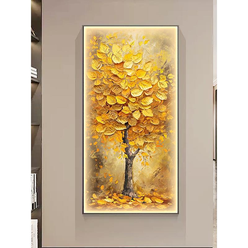 发财树入门客厅玄关装饰画高端走廊过道好寓意挂画现代简约新壁画