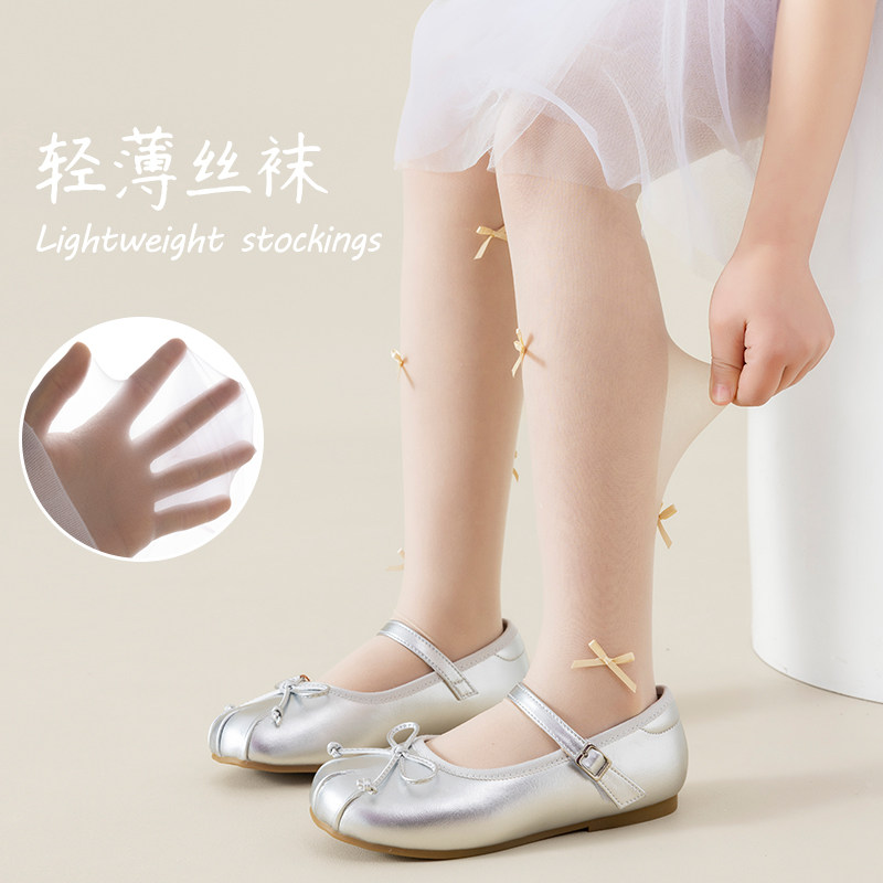 女童丝袜春夏轻薄儿童打底裤袜肤色任意剪宝宝蝴蝶结防蚊连裤袜潮