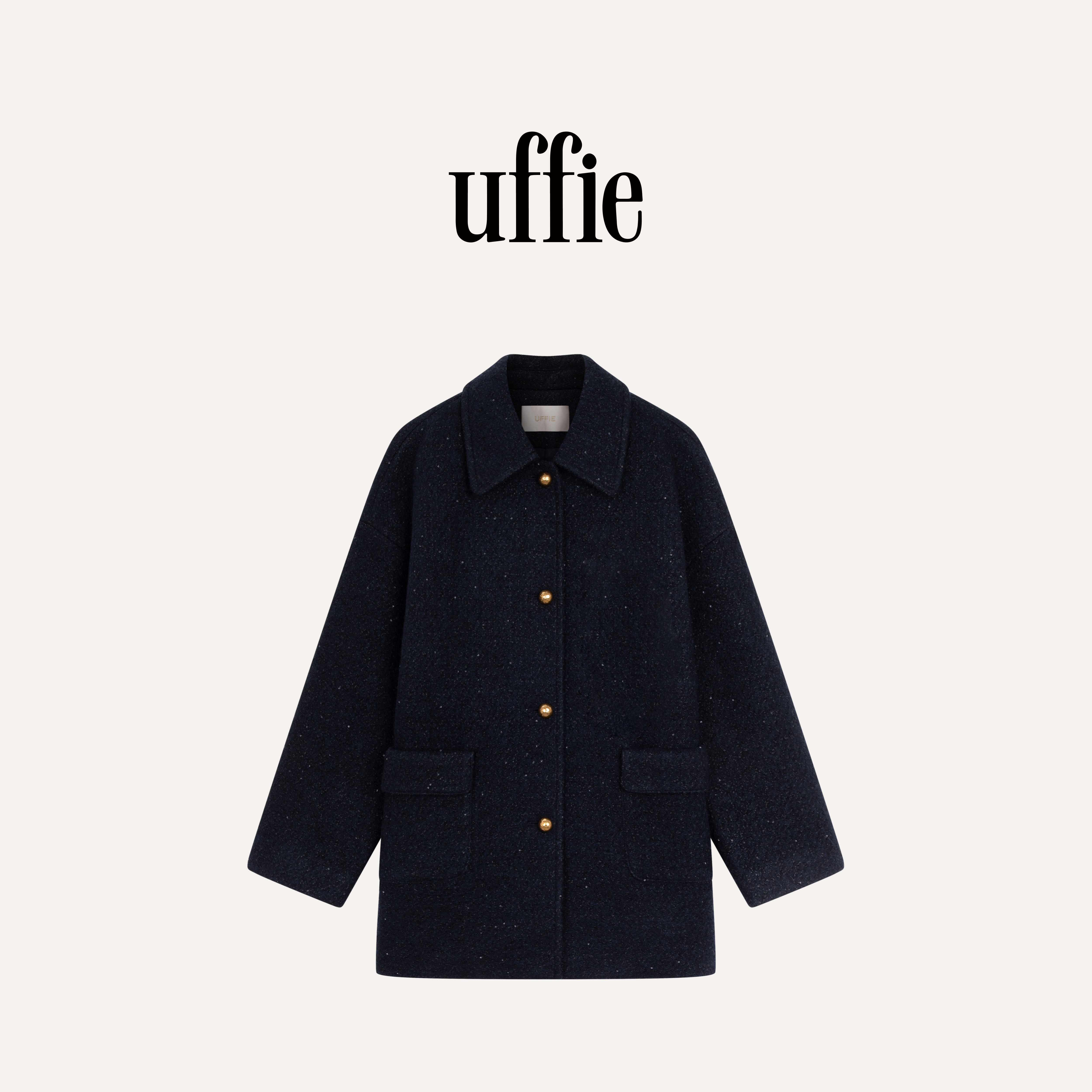 UFFIE于绘 珠片饰星闪毛呢外套