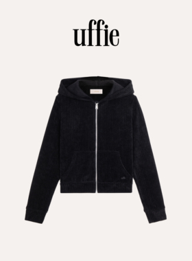 UFFIE于绘 柔柔 暗条纹连帽式拉链卫衣