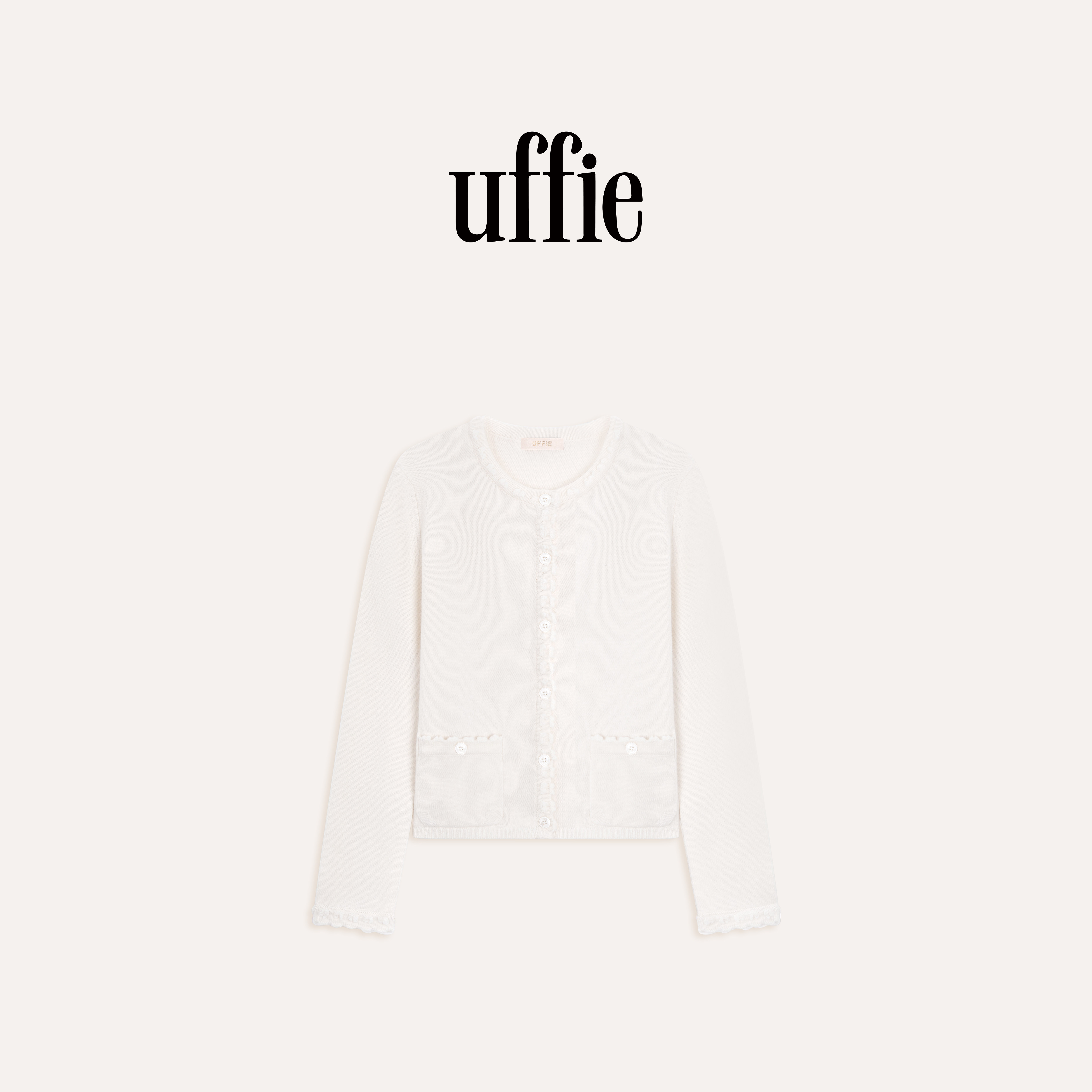 uffie于绘绵羊毛花边针织开衫