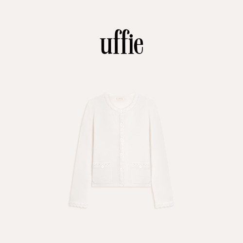 uffie于绘绵羊毛花边针织开衫