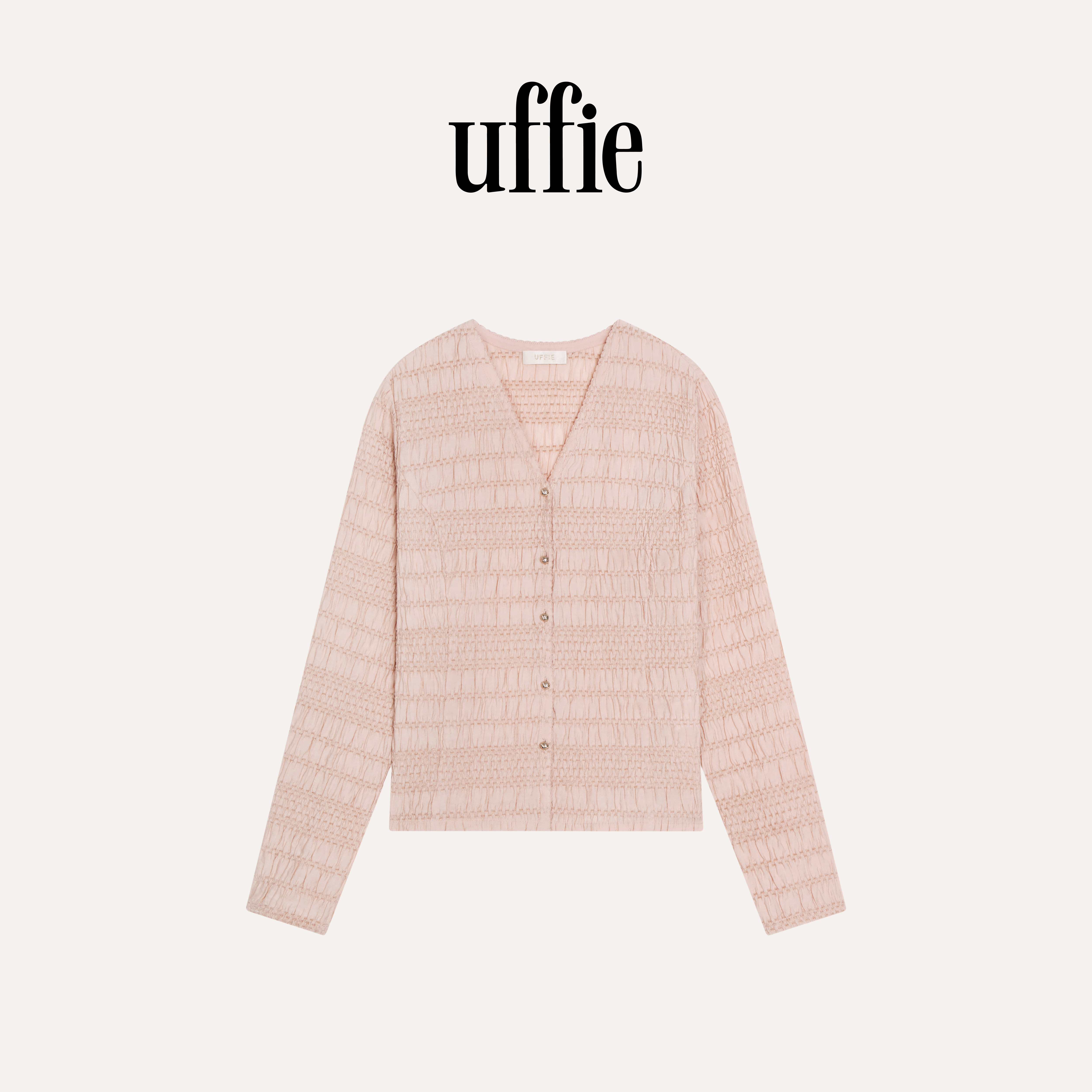 UFFIE于绘 小桃子 V领饰长袖开襟衬衫