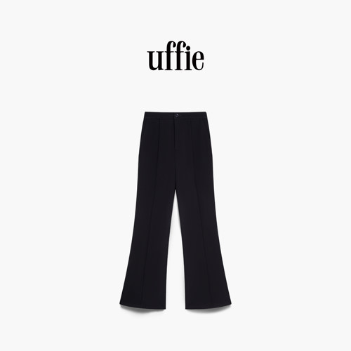 uffie于绘 冰冰 人丝混纺松紧腰弹力喇叭裤