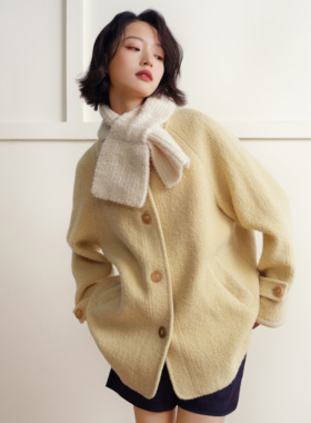 UFFIE于绘 圈圈呢翻领单排扣大衣