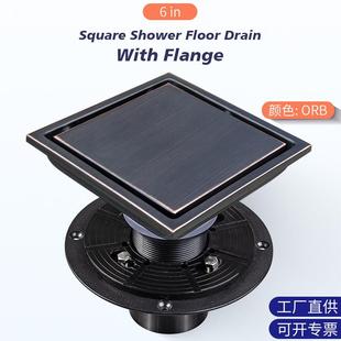 304不锈钢隐形地漏带法兰美式 标准连接器4IN6英寸ORB防臭