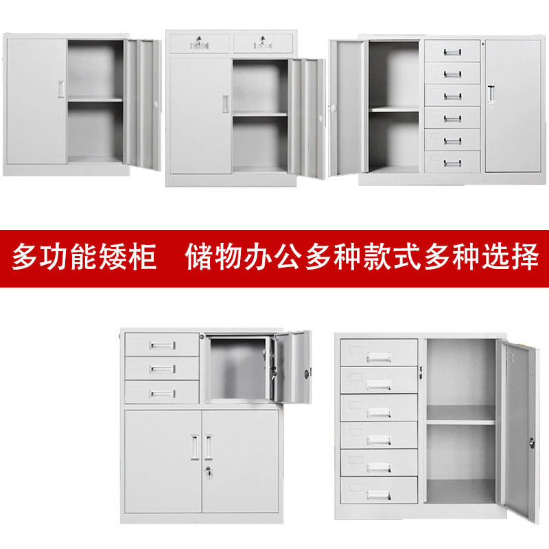 储物柜收纳柜铁柜文件柜铁皮柜矮柜办公柜落地档案资料抽屉柜