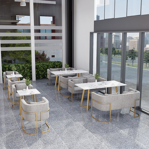 北欧甜品奶茶店桌椅组合咖啡西餐厅休闲卡座沙发桌椅洽谈接待沙发