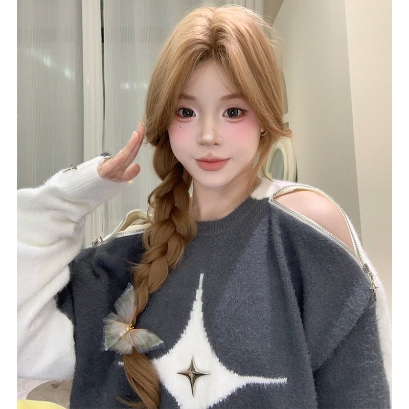 束朵假发女长发轻薄一字蕾丝全头套假发网红时尚大波浪长卷发