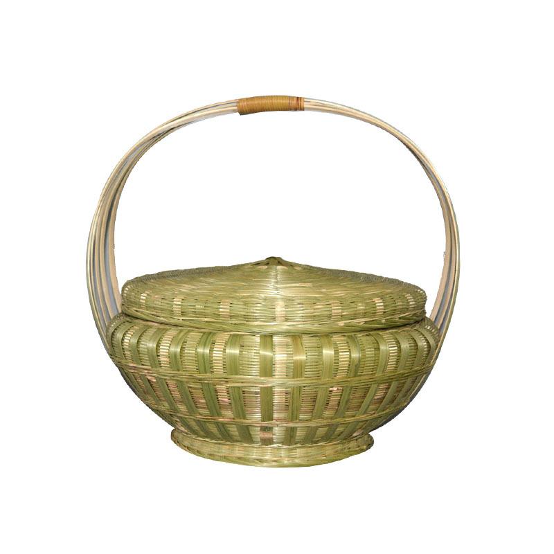 竹编竹篮篮鸡蛋手工收纳提篮水果筐带竹盖手篮子制品编织复古手提