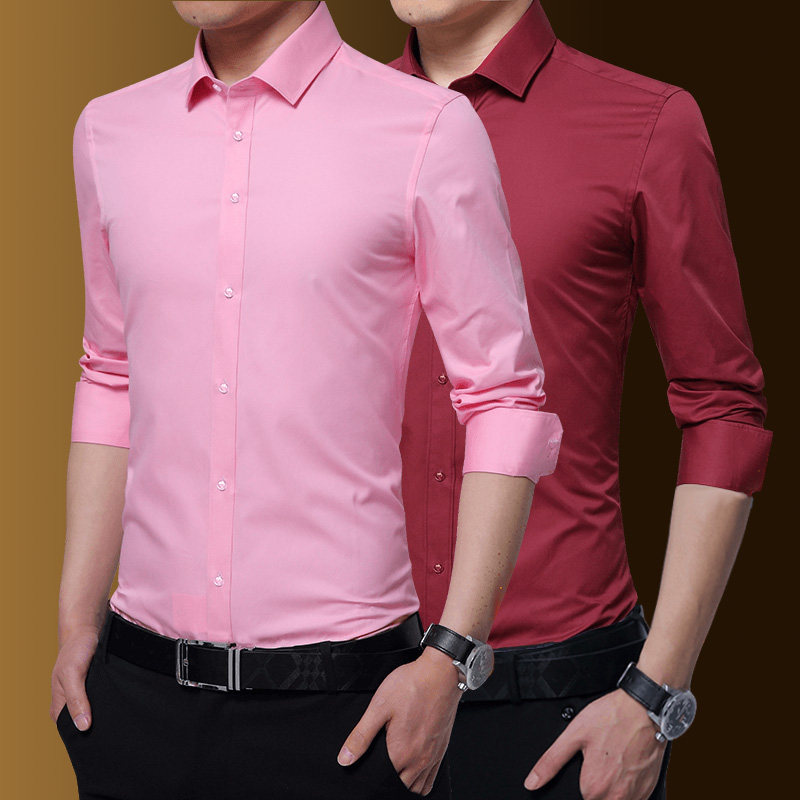 粉色衬衫衣男长袖加绒加厚保暖基础款拼接内胆修身商务讨忖衬衣土,男装,衬衫,淘宝优惠券,粉丝福利购,淘宝优惠卷