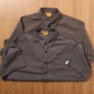 衬衫 复古全棉水洗色织格纹宽松格子短袖 男休闲衬衣外套 夏季 日单