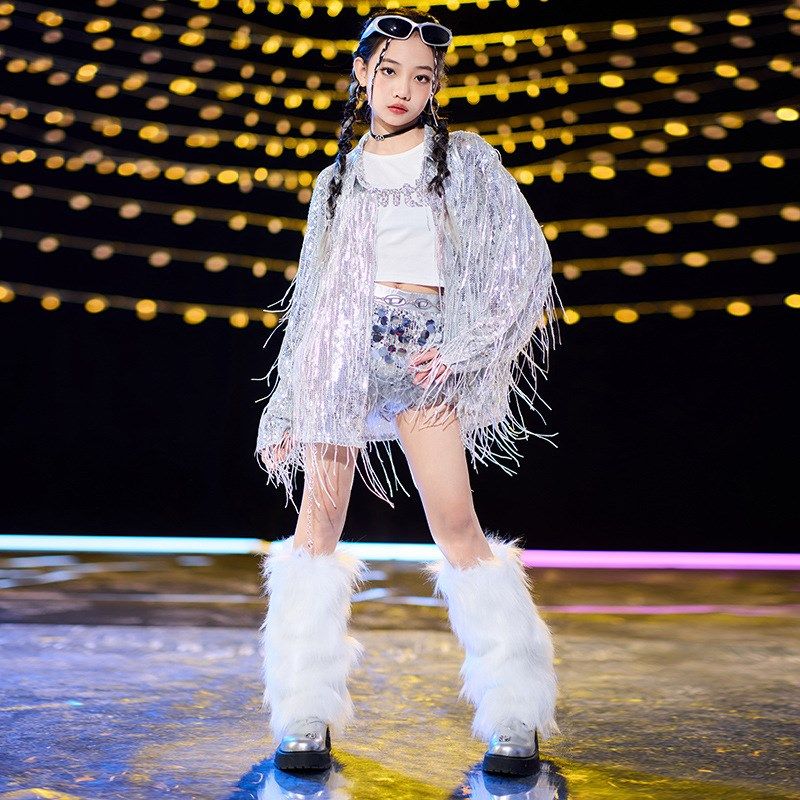 儿童街舞服装亮片流苏外套闪亮爵士舞架子鼓超闪拉丁舞个性演出服,童装/婴儿装/亲子装,儿童演出服,淘宝优惠券,粉丝福利购,淘宝优惠卷