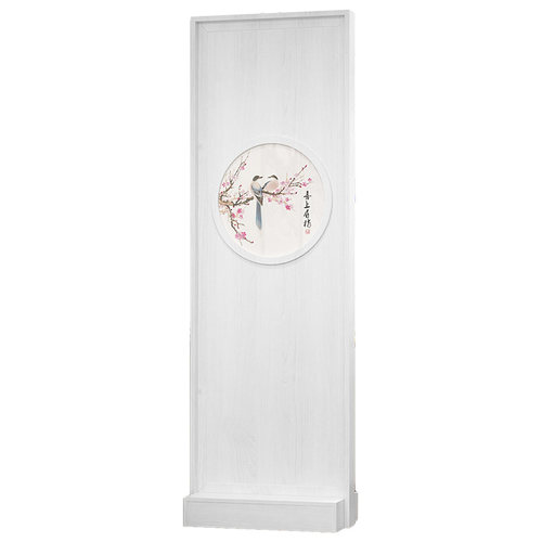 新中式乔其纱画木质镂空座屏屏风客厅办公室隔断玄关移动装饰