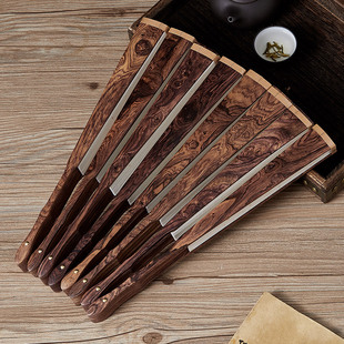 孤品黄花梨文玩折扇女8寸空白宣纸扇面定制扇子男木质便携小扇夏