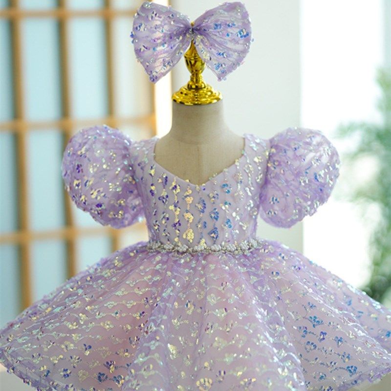 女童高端公主裙儿童主持人走秀演出服花童婚礼钢琴演奏礼服