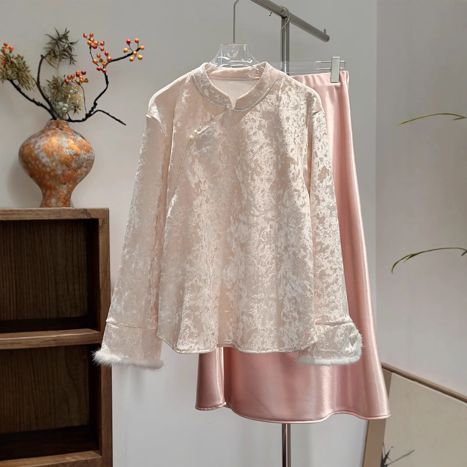 新中式加绒加厚国风斜襟盘扣丝绒衬衫女冬季新款百搭清新显瘦上衣,女装/女士精品,衬衫,淘宝优惠券,粉丝福利购,淘宝优惠卷