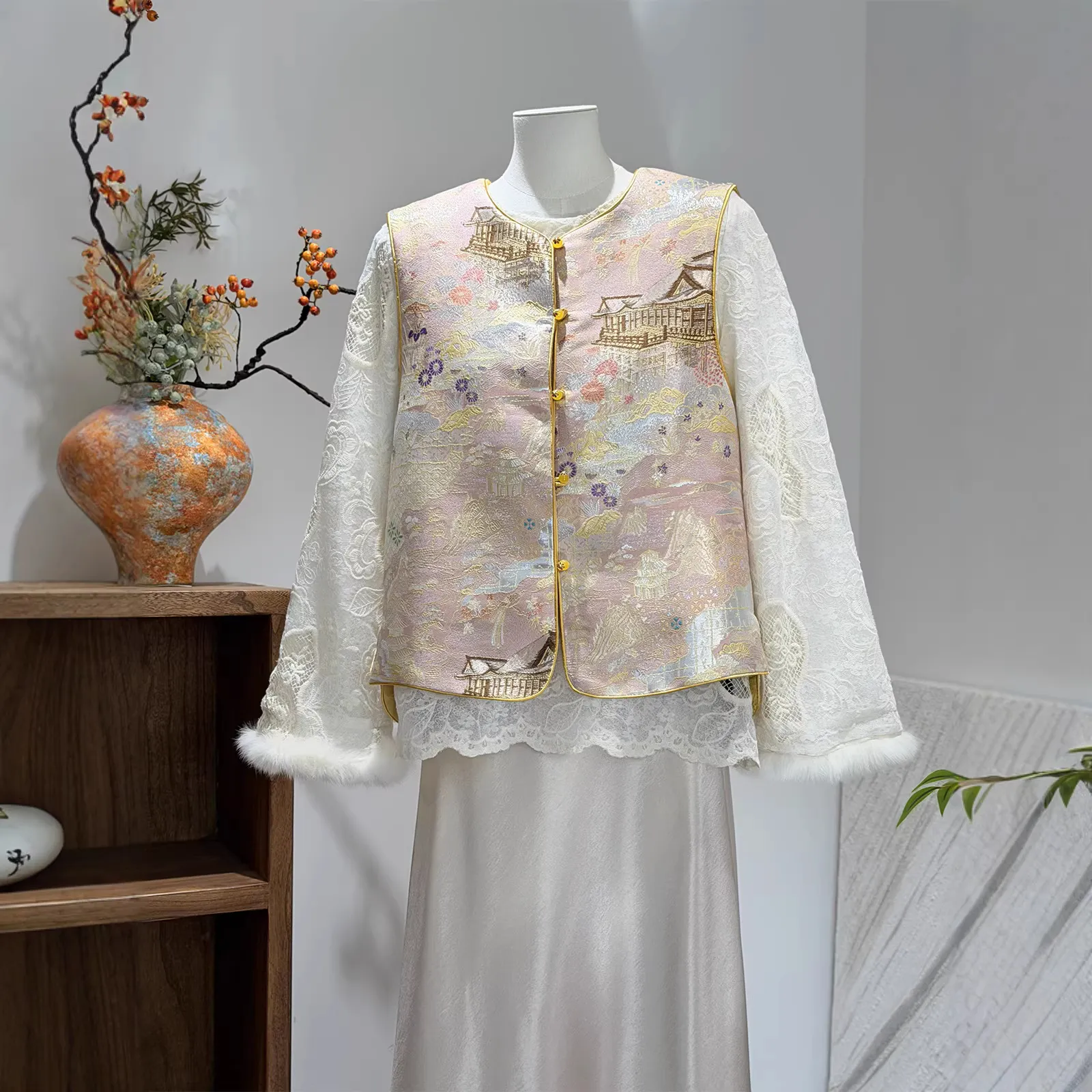 春秋季新中式国风仿宋锦提花双面穿马甲女背心气质百搭减龄上衣,女装/女士精品,马夹,淘宝优惠券,粉丝福利购,淘宝优惠卷