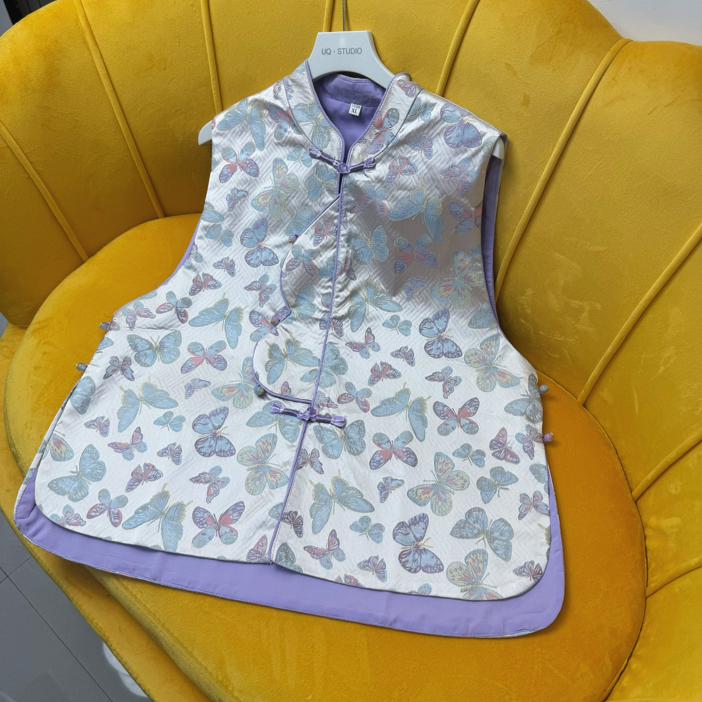 新中式国风马甲蝴蝶提花外搭女上衣2025秋流行织花马夹外套,女装/女士精品,马夹,淘宝优惠券,粉丝福利购,淘宝优惠卷