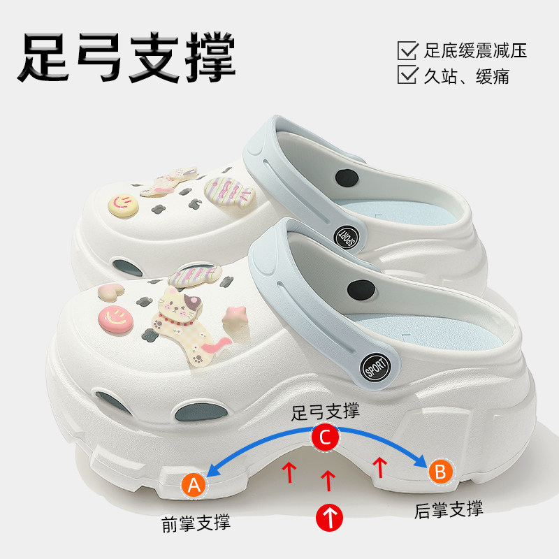 红豆洞洞鞋女款2026新款夏季外穿足弓支撑eva厚底踩屎感凉鞋女士