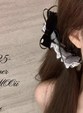 韩系甜妹白色蕾丝香蕉夹新款黑色蝴蝶结洋气百搭显发量多竖夹发饰