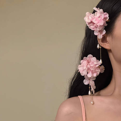古风簪花发夹仙气花朵流苏侧边夹
