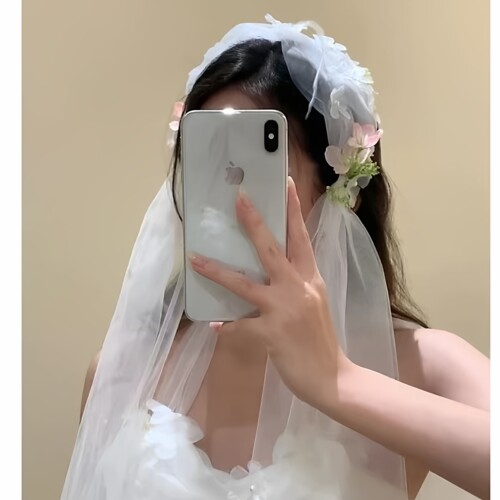 名狐法式白色蕾丝新娘发带