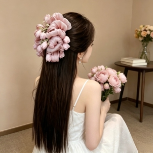 2026年郁见春色抓夹超仙郁金香花朵漂亮发饰森系春夏鲨鱼夹头饰女