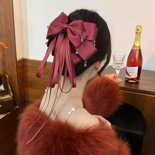 【梵星飘带】简晓浪漫多层细闪蝴蝶结抓夹精致闪耀流苏发夹优雅