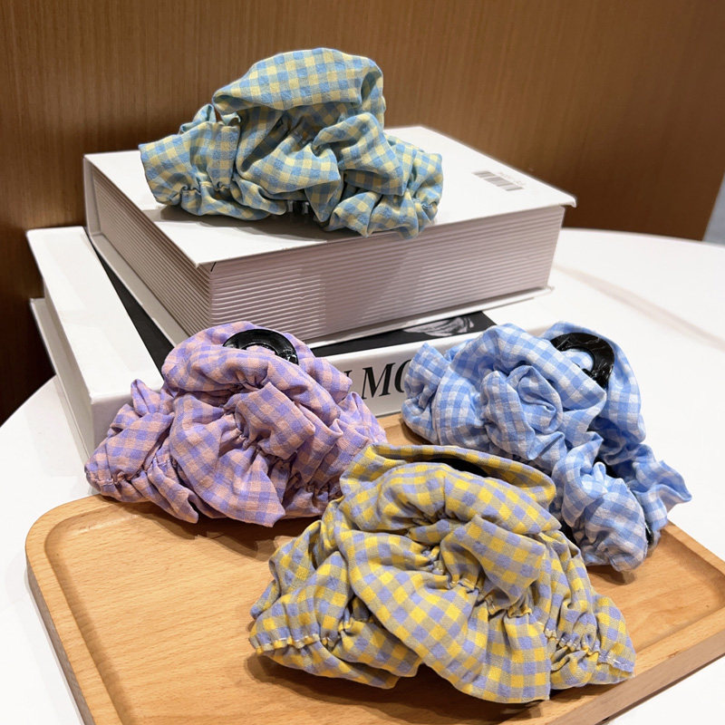 名狐韩系格纹抓夹大号鲨鱼夹2025新发量大高级感气质云朵发夹女,饰品/流行首饰/时尚饰品新,发饰,淘宝优惠券,粉丝福利购,淘宝优惠卷