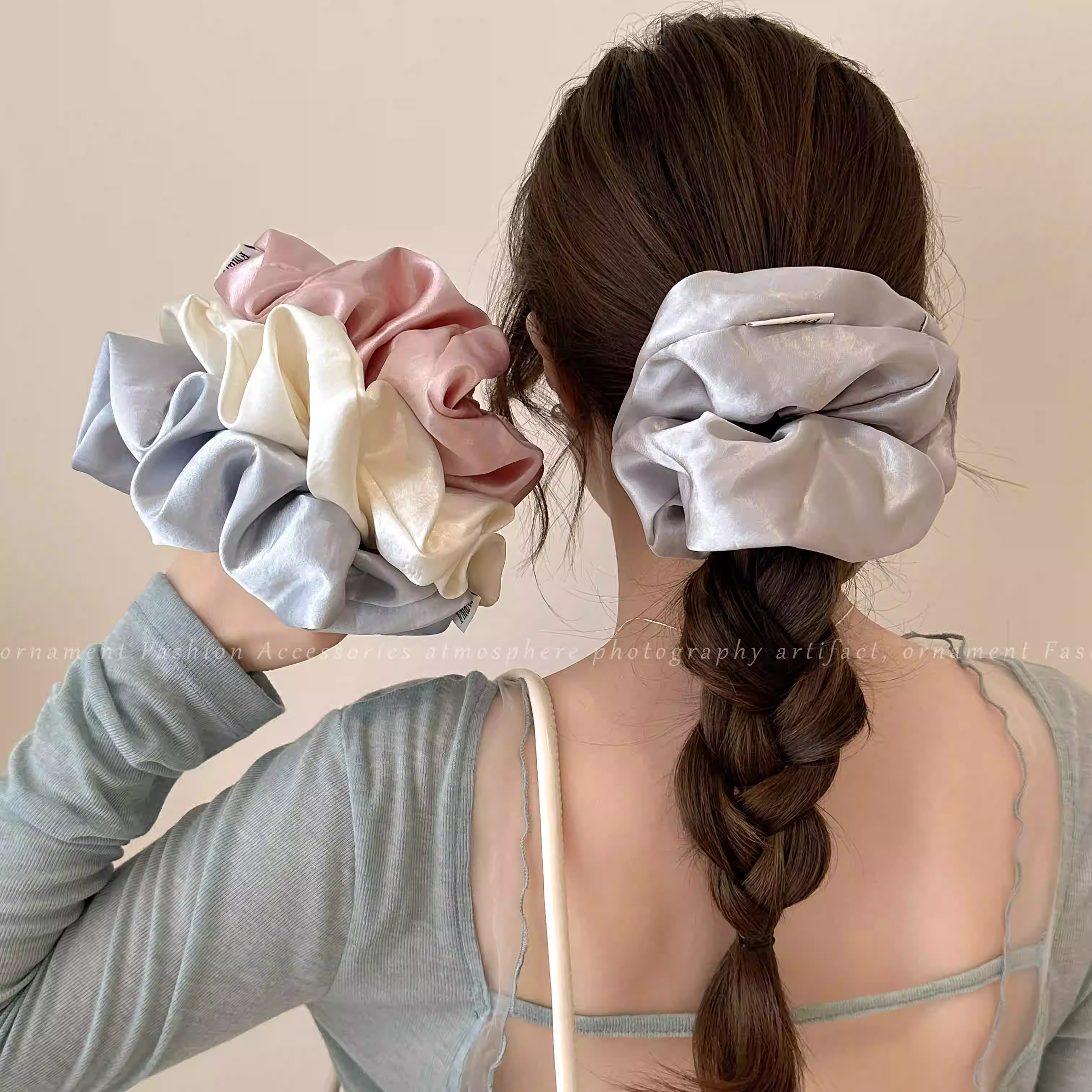 法式缎面纯色大肠发圈