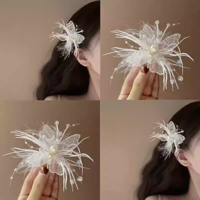 唯美羽毛蝴蝶发夹！氛围感