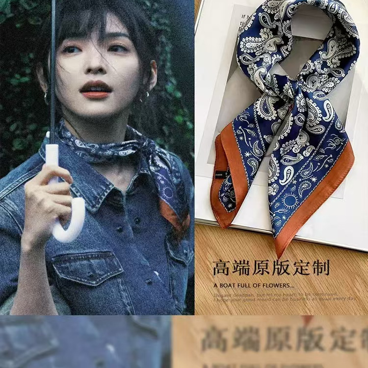 经典腰果花头巾小方巾丝巾女春秋