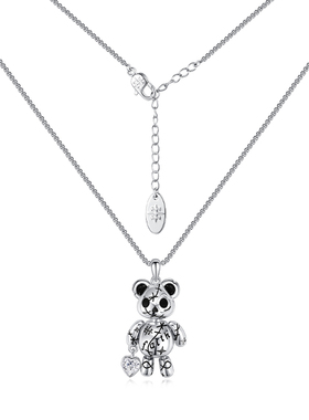 HARDY施华海洛世奇元素小众设计小熊吊坠女时尚潮流个性银色项链