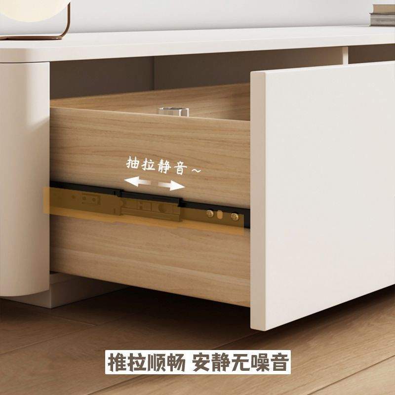 全实木落地茶几电视柜现代极简约奶油风小户型客厅白色电视柜组合