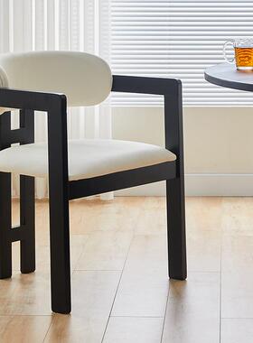 中古实木黑色餐椅北欧家用简约靠背椅子网红设计师创意复古休闲椅