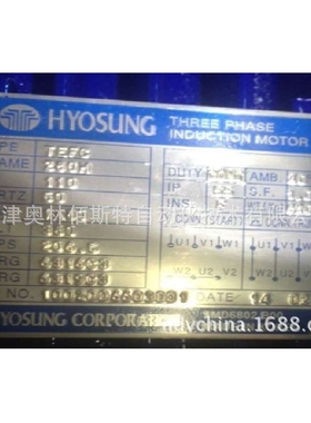 HYOSUNG CORORATION (HICO ） TEFC 110KW 280M 50HZ 2