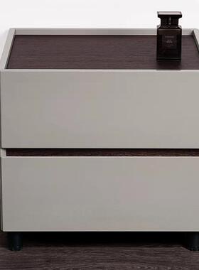 QH689卧室家具板式极简床头柜意式轻奢床边柜灰色抽屉柜现代简约