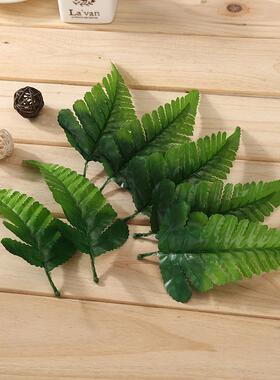 波斯叶仿真花材料配件做假花装饰树叶塑料绿色中号小孔