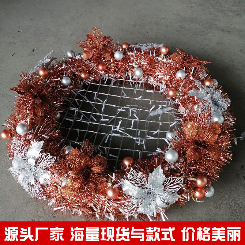蝶恋花30cm圣诞花环批发 派对仿真圣诞节日挂饰 开业大花环装饰