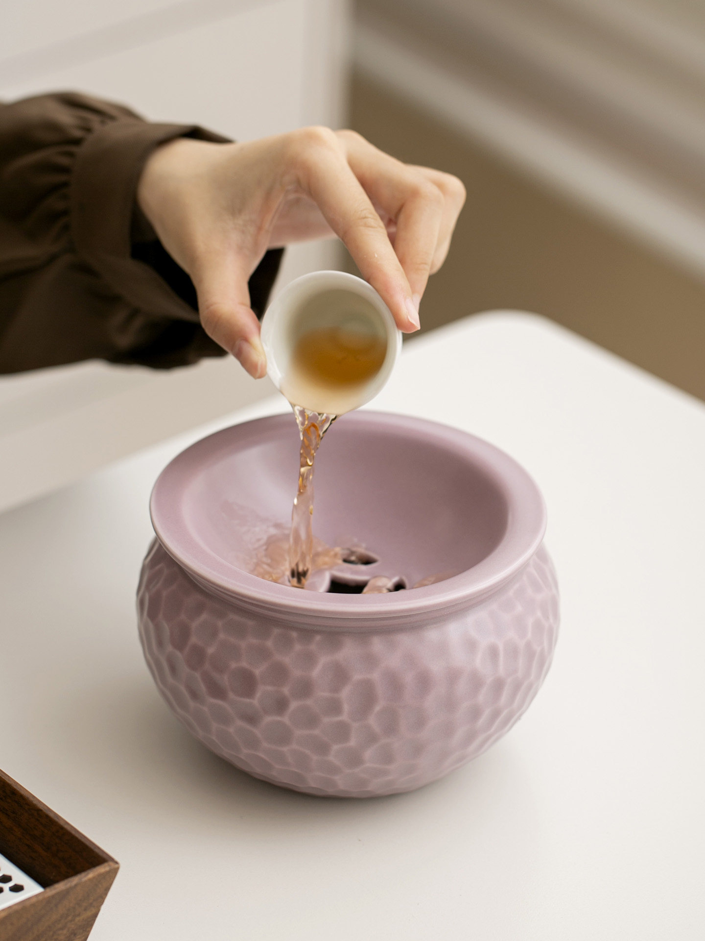陶瓷茶洗缸带盖茶渣缸杯洗水盂建水茶台废水桶功夫茶具配件家用