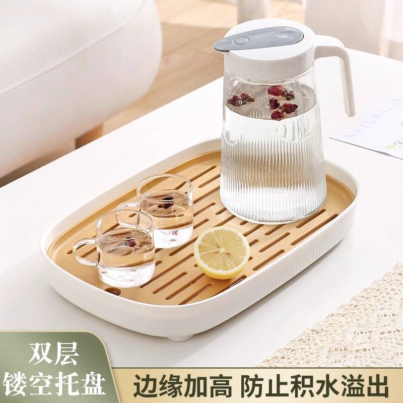 镂空茶盘长方形放茶具托盘家用客厅茶几茶台双层沥水泡茶小型托盘