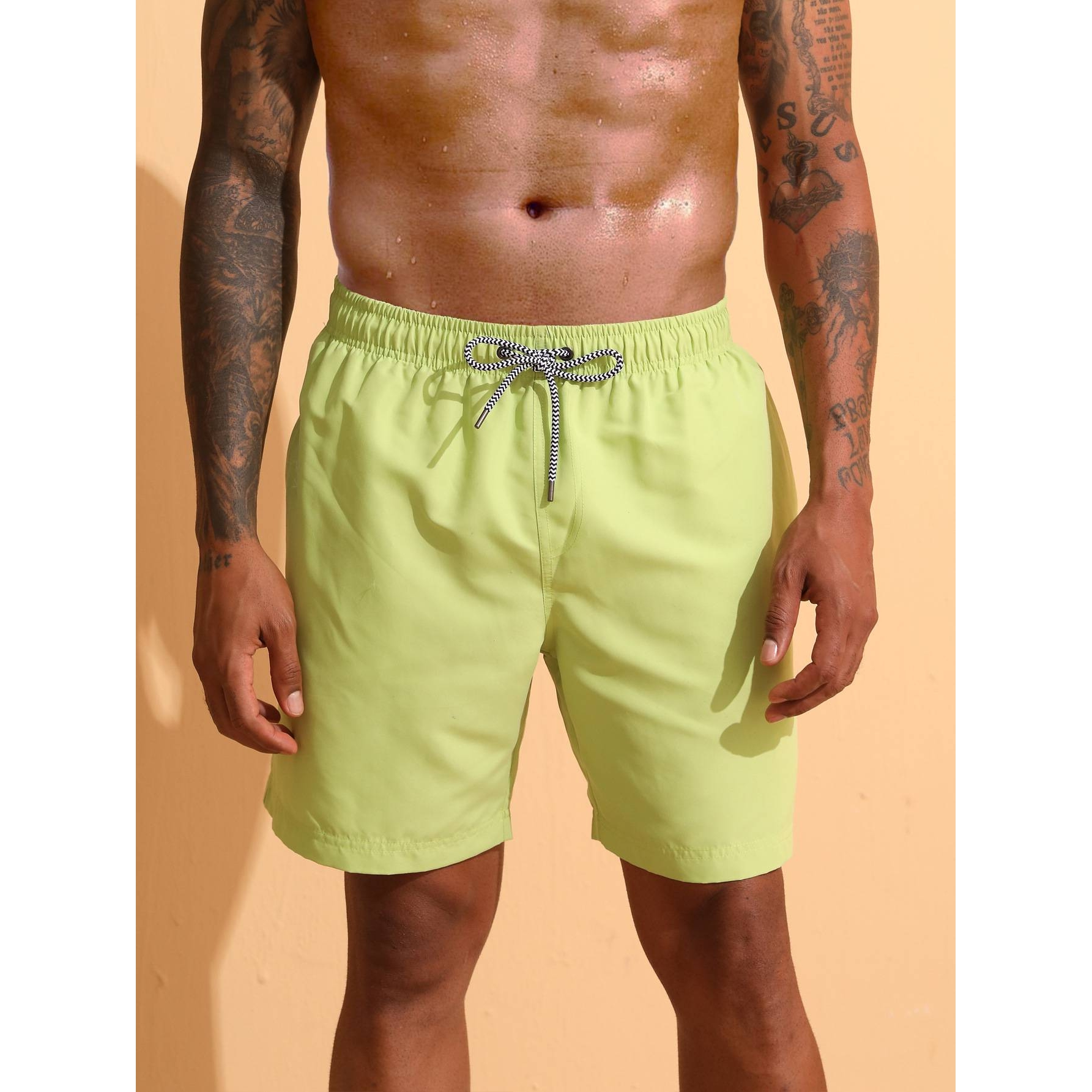 纯色有内衬泳裤男防尴尬游泳裤宽松速干漂流可下水男士沙滩裤