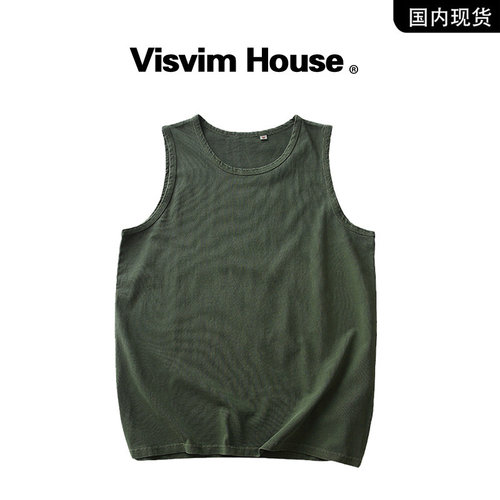 VISVIM BESSEL日本潮流重磅无袖情侣装背心修身T恤运动休闲上衣男