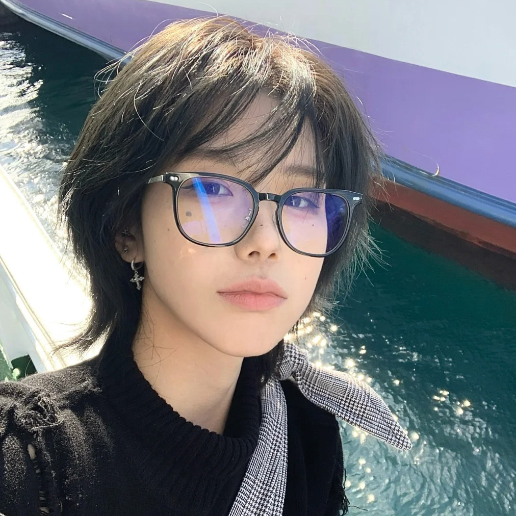 2024新款黑框眼镜女大脸显瘦素颜大框近视可配度数圆脸眼镜框架男
