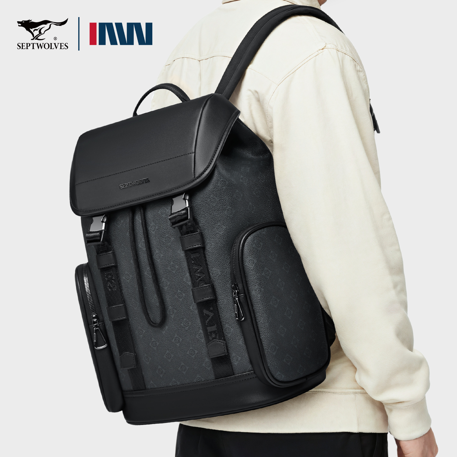 七匹狼男士时尚双肩包商务通勤