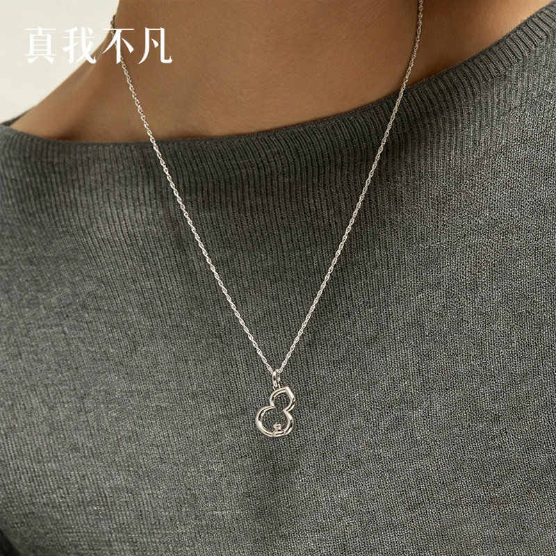 S925纯银双葫芦项链本命年吊坠