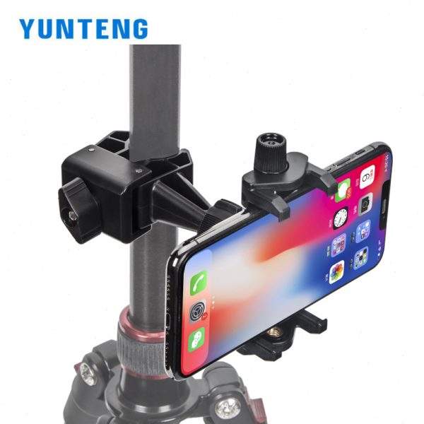 云腾100中轴手机夹子蟹钳多机位横竖固定夹三脚架扩展直播支架